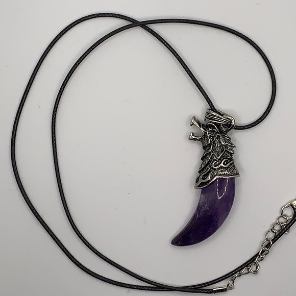 Wolf Tooth Pendant | Mens Crystal Necklace | Boyfriend Gift | Crystals For Men
